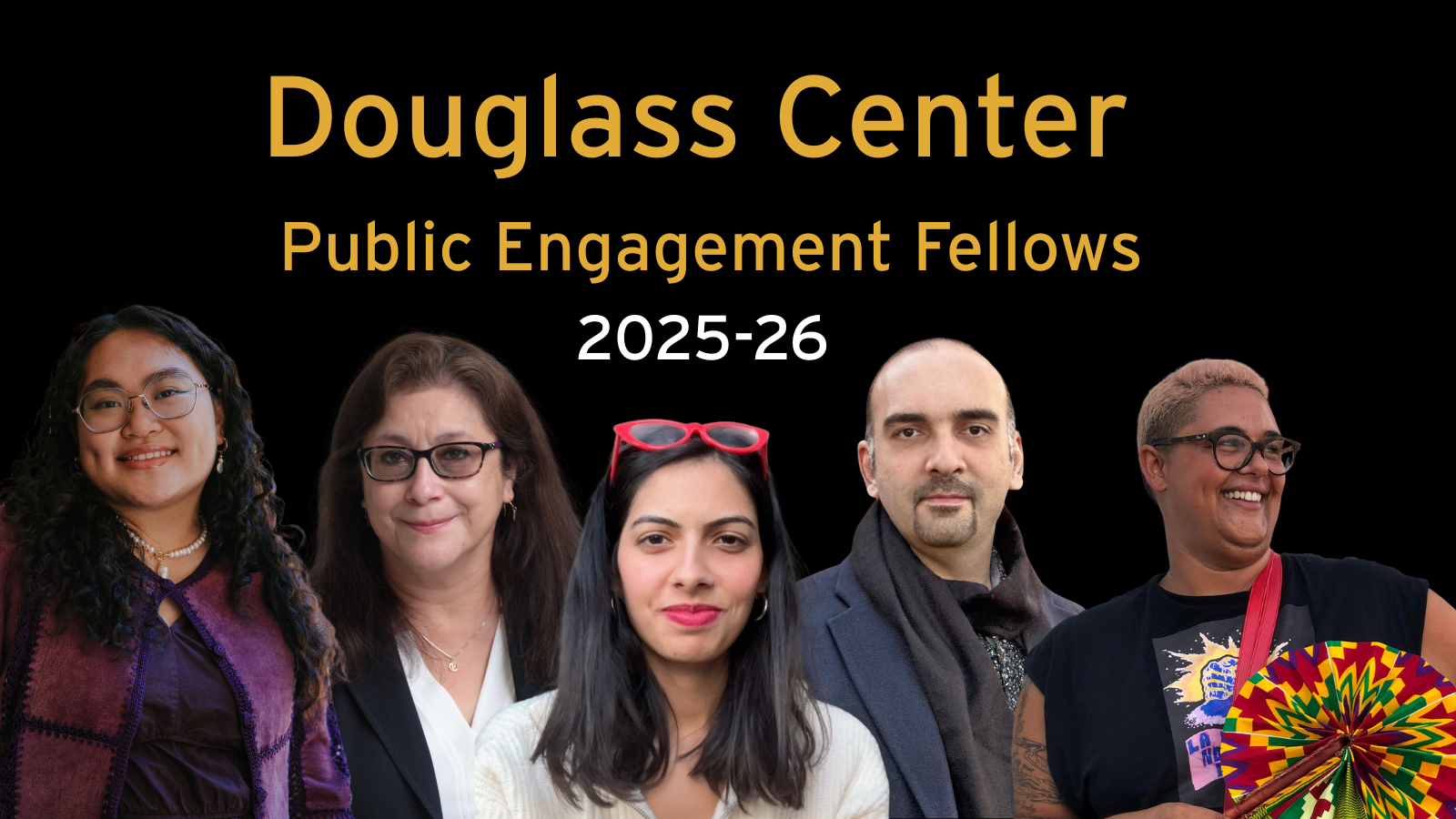 A collage of photos of the five new Douglass Center Fellows